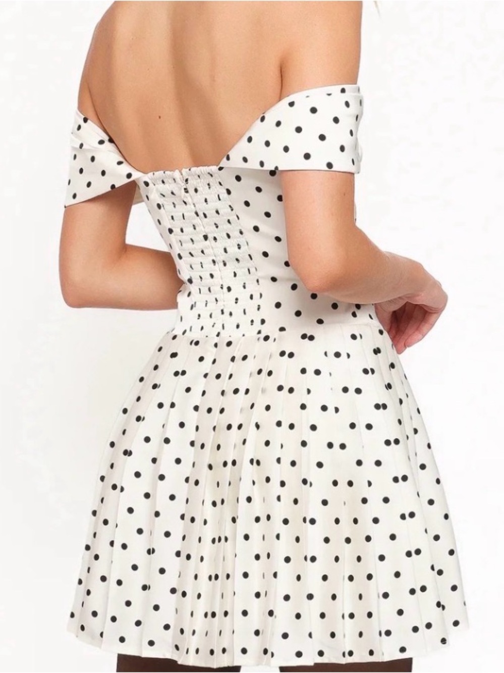 Petal & Pup White One-Shoulder Polka Dot Midi Dress #187 - Picture 3 of 7